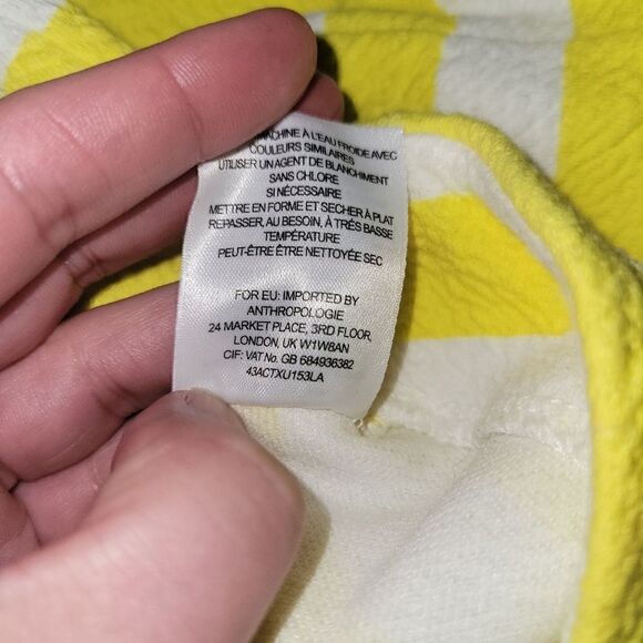 Anthropologie Postage Stamp Edie Butterfly Yellow White Stripe ShortSleeve Top L - Picture 8 of 9